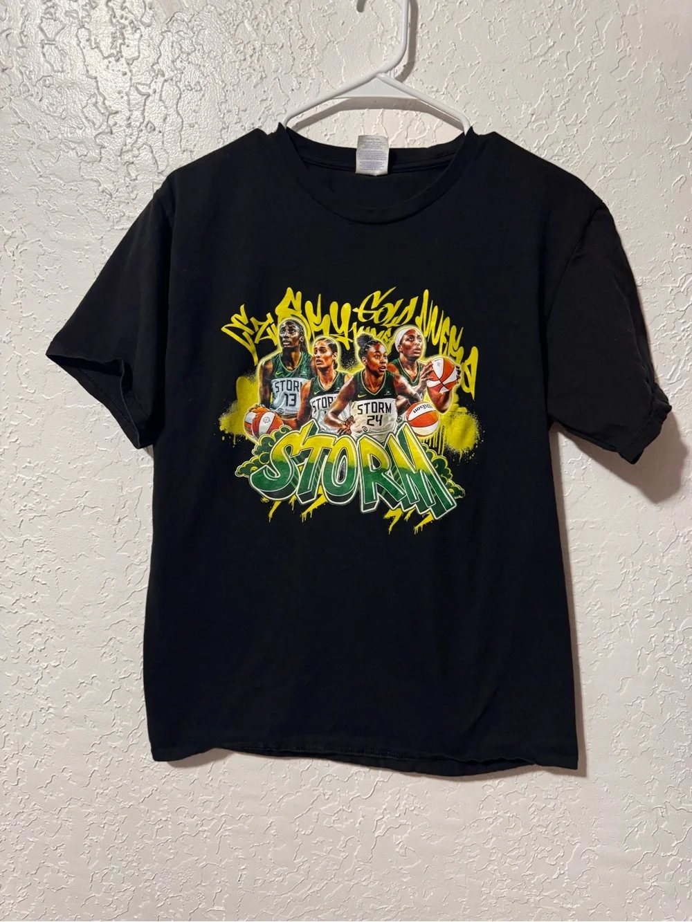 Seattle Storm Shirt Black WNBA Basketball Graphic Tshirt Coinbase Sponsored